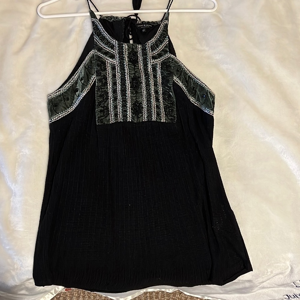 Lucky Brand beaded velvet top